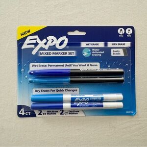 Expo Blue Mixed Marker Set - Dry and Wet